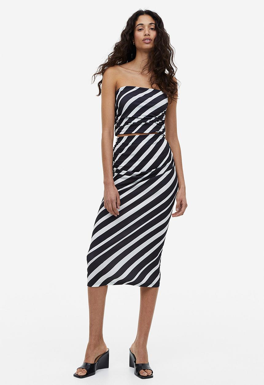 H&M - Draped pencil skirt - black striped