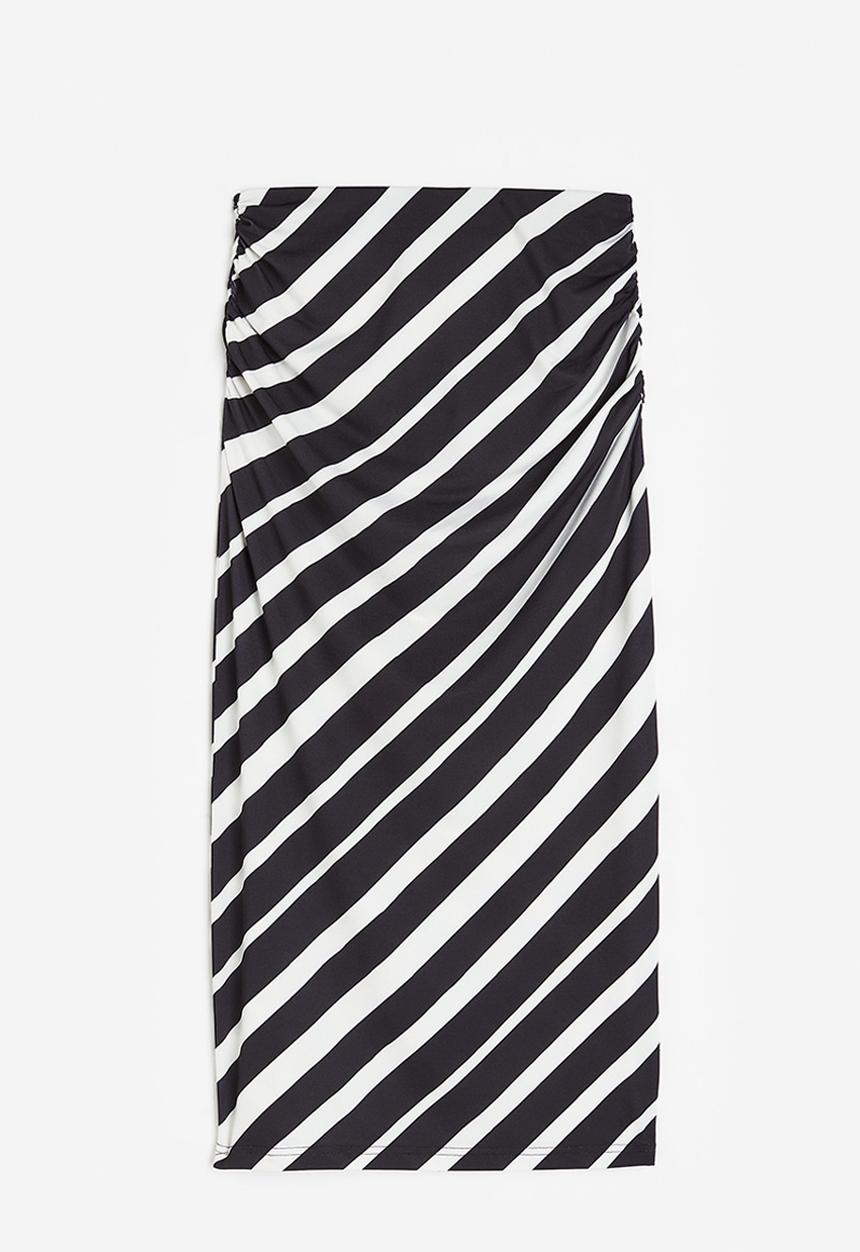 H&M - Draped pencil skirt - black striped