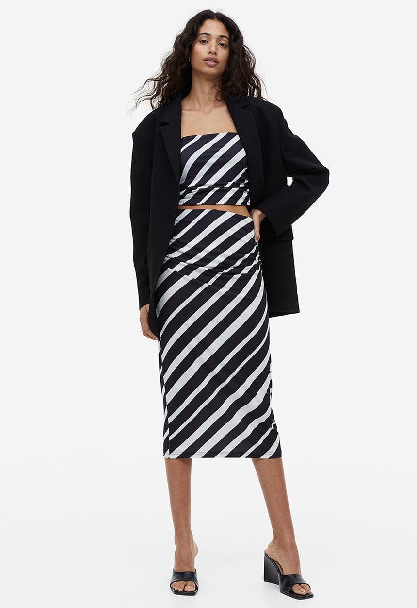 H&M - Draped pencil skirt - black striped