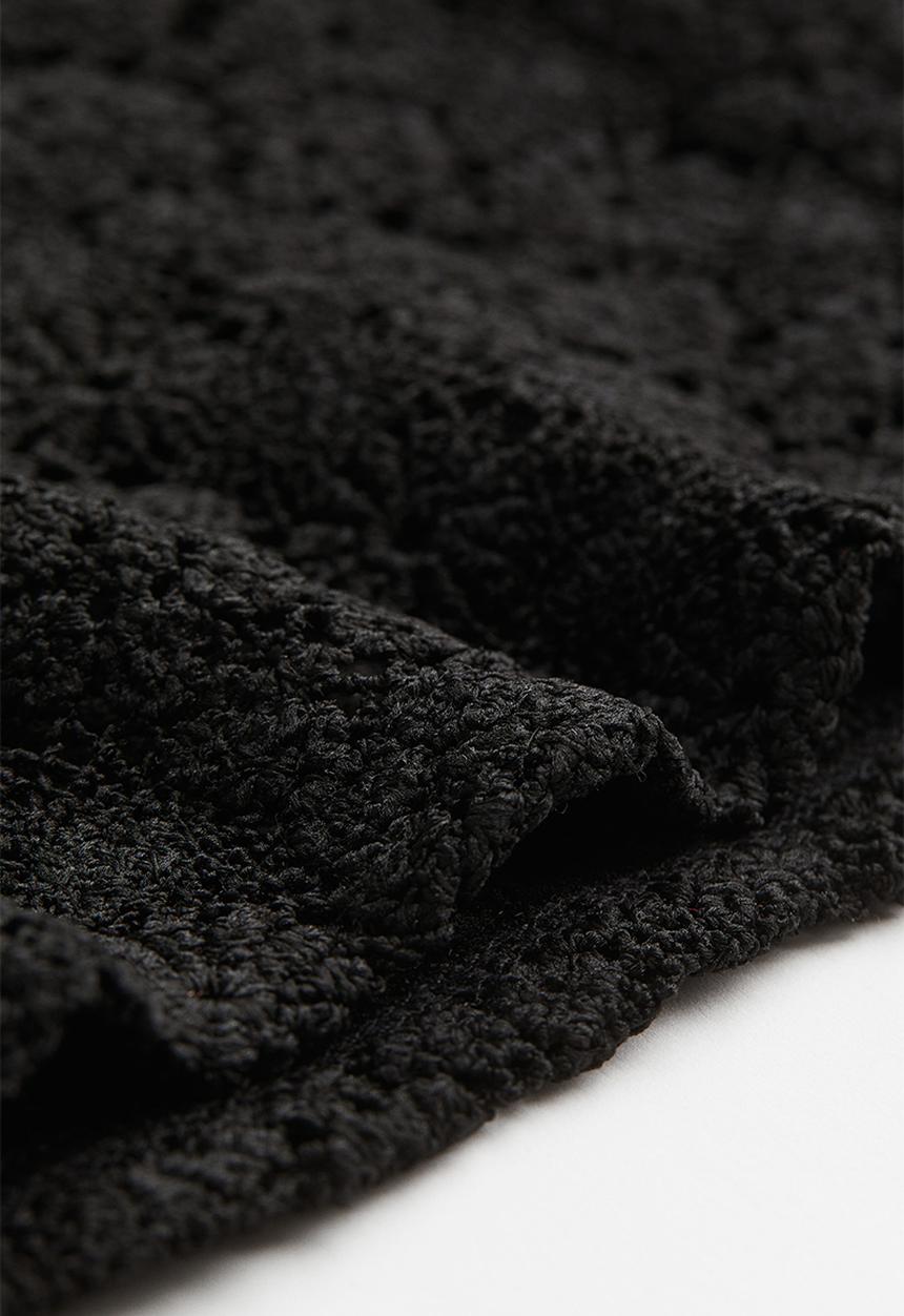 H&M - Cropped lace top - black