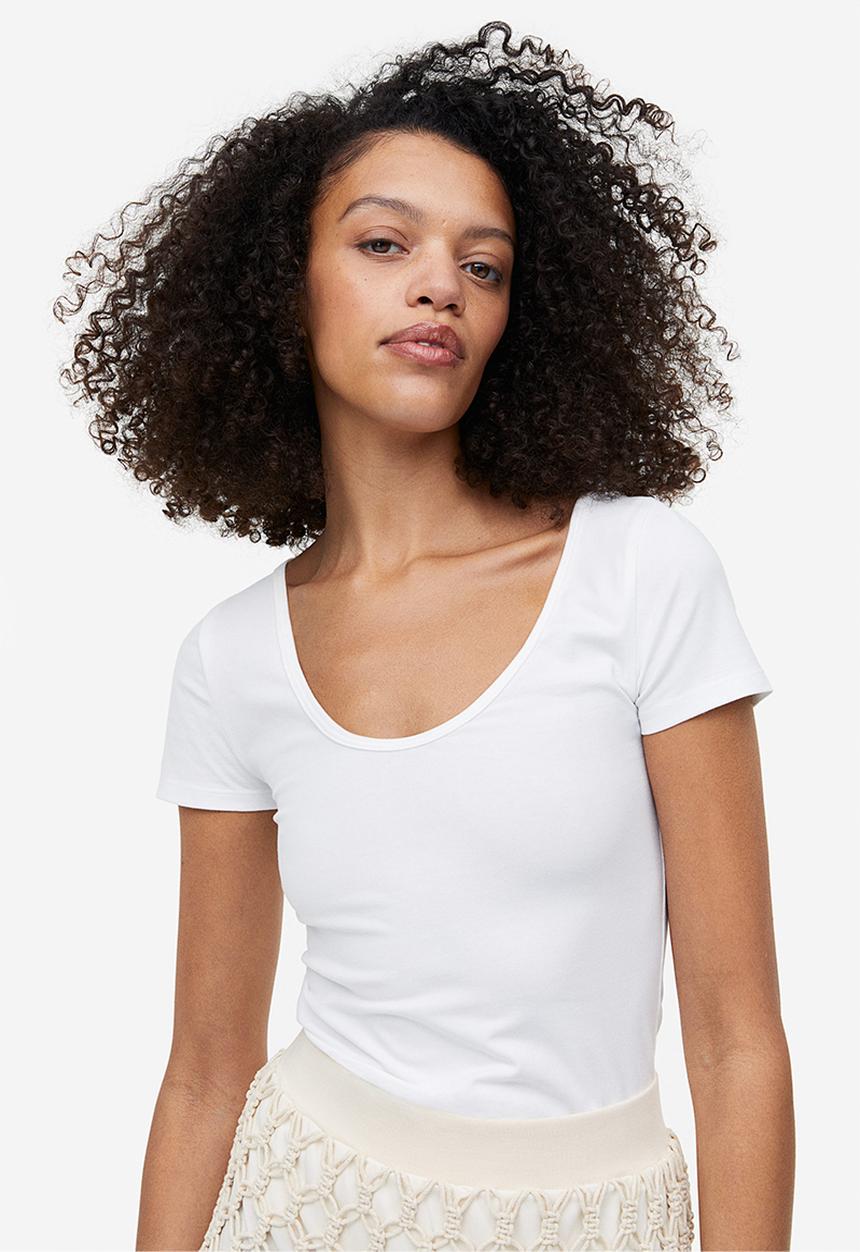 H&M - Fitted T-shirt - white