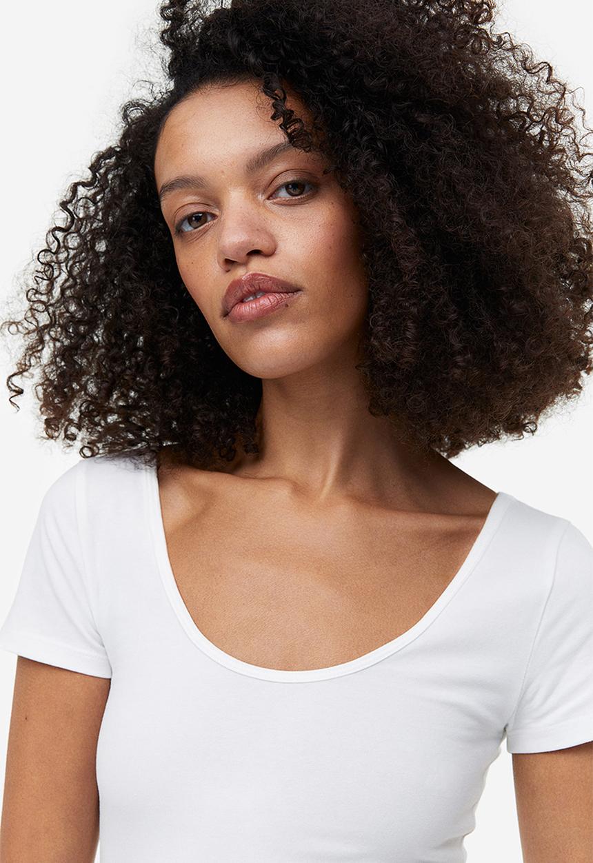 H&M - Fitted T-shirt - white