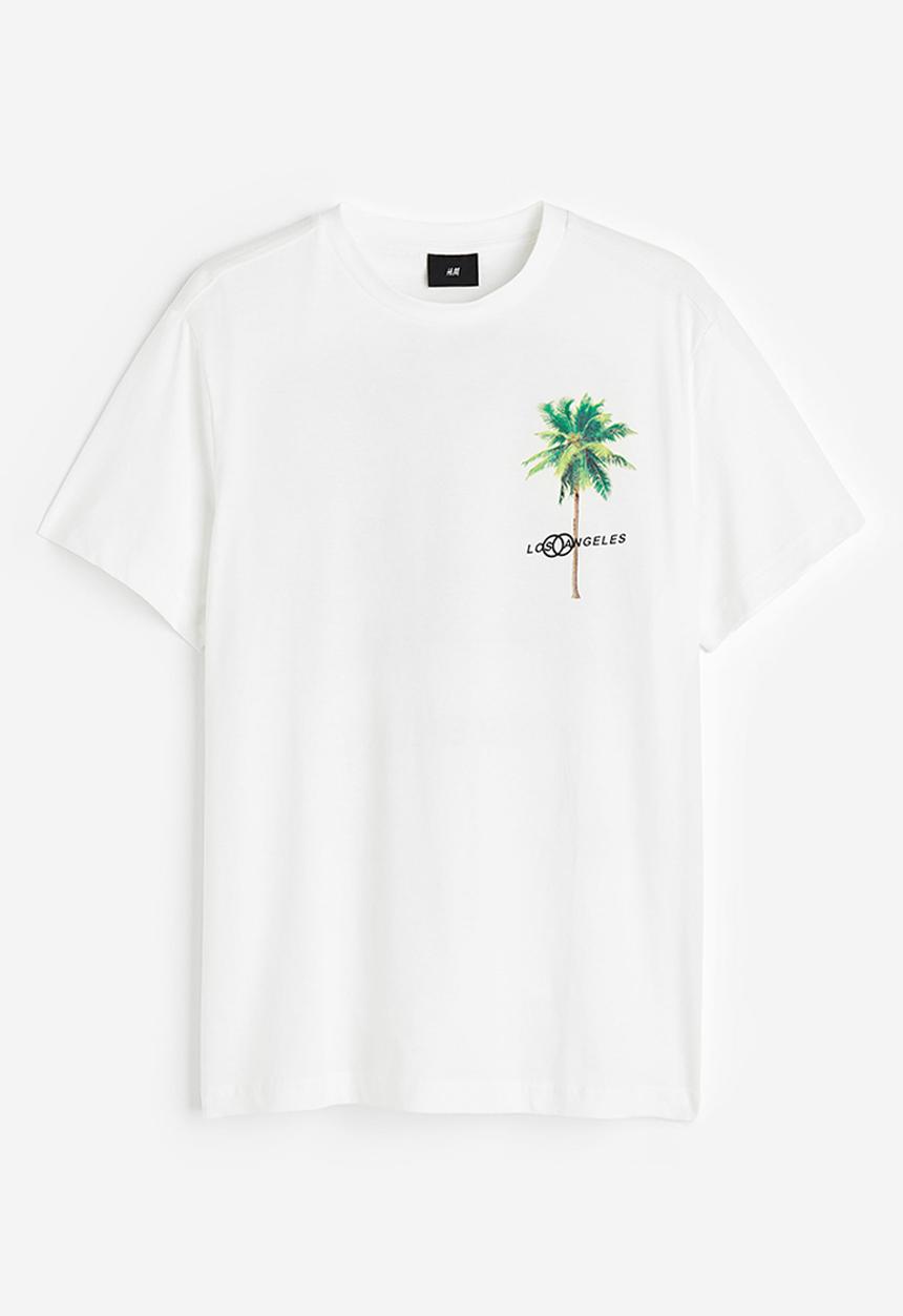H&M - Regular fit printed T-shirt - white pismo beach