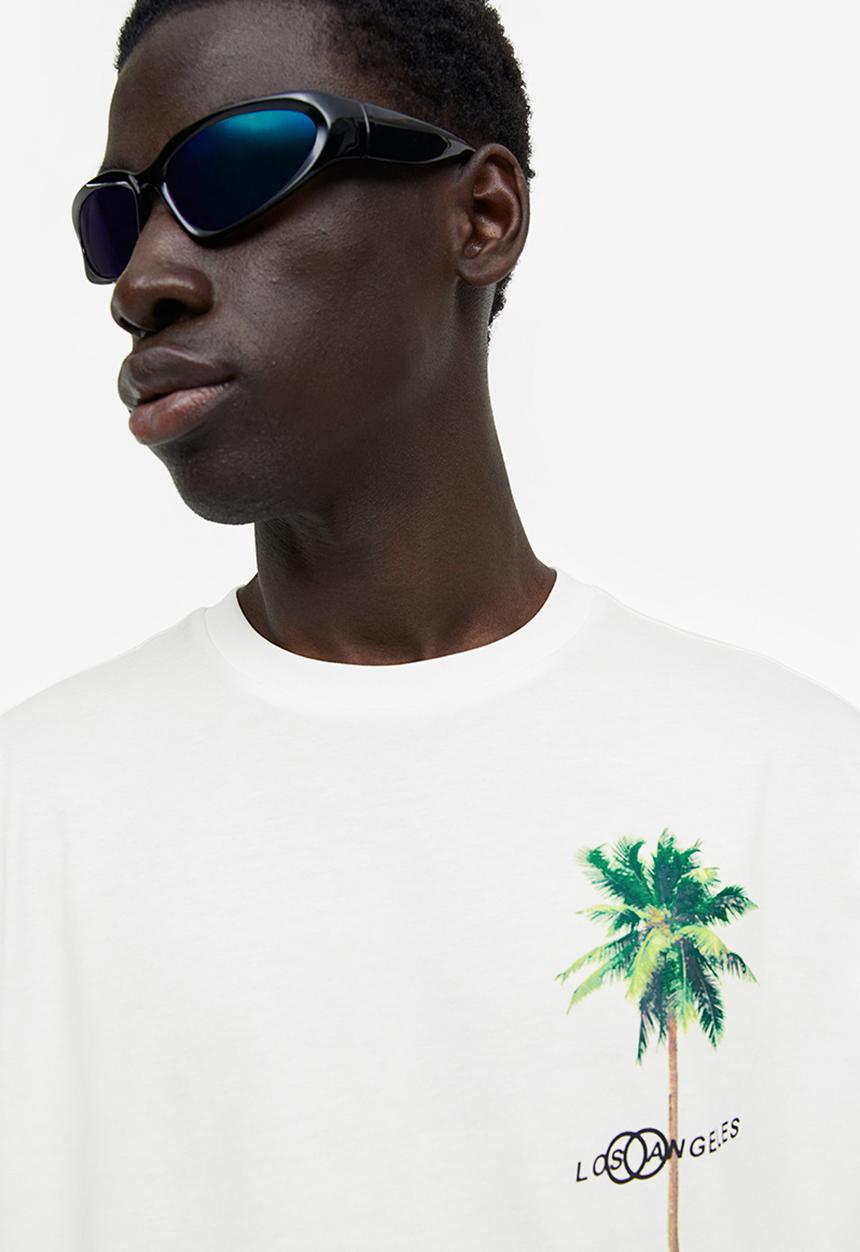 H&M - Regular fit printed T-shirt - white pismo beach