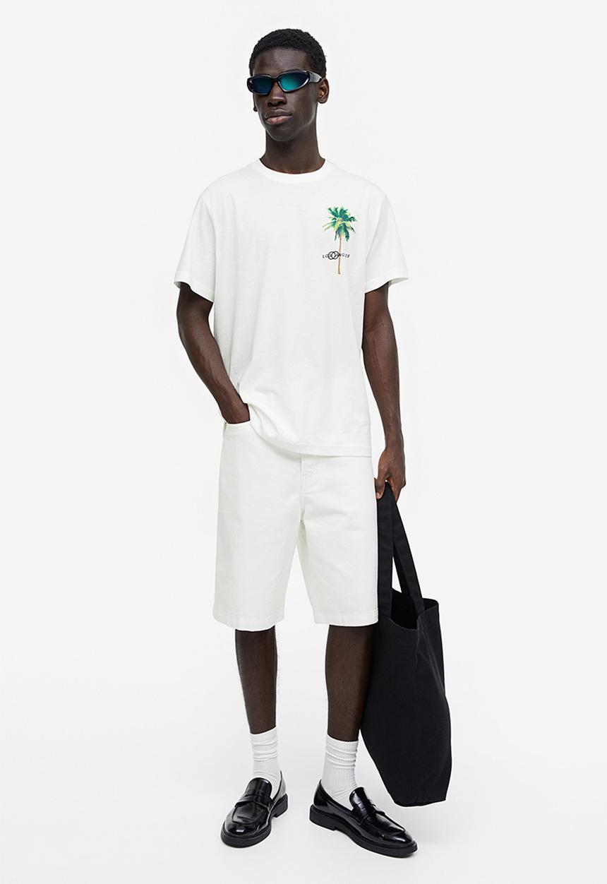 H&M - Regular fit printed T-shirt - white pismo beach