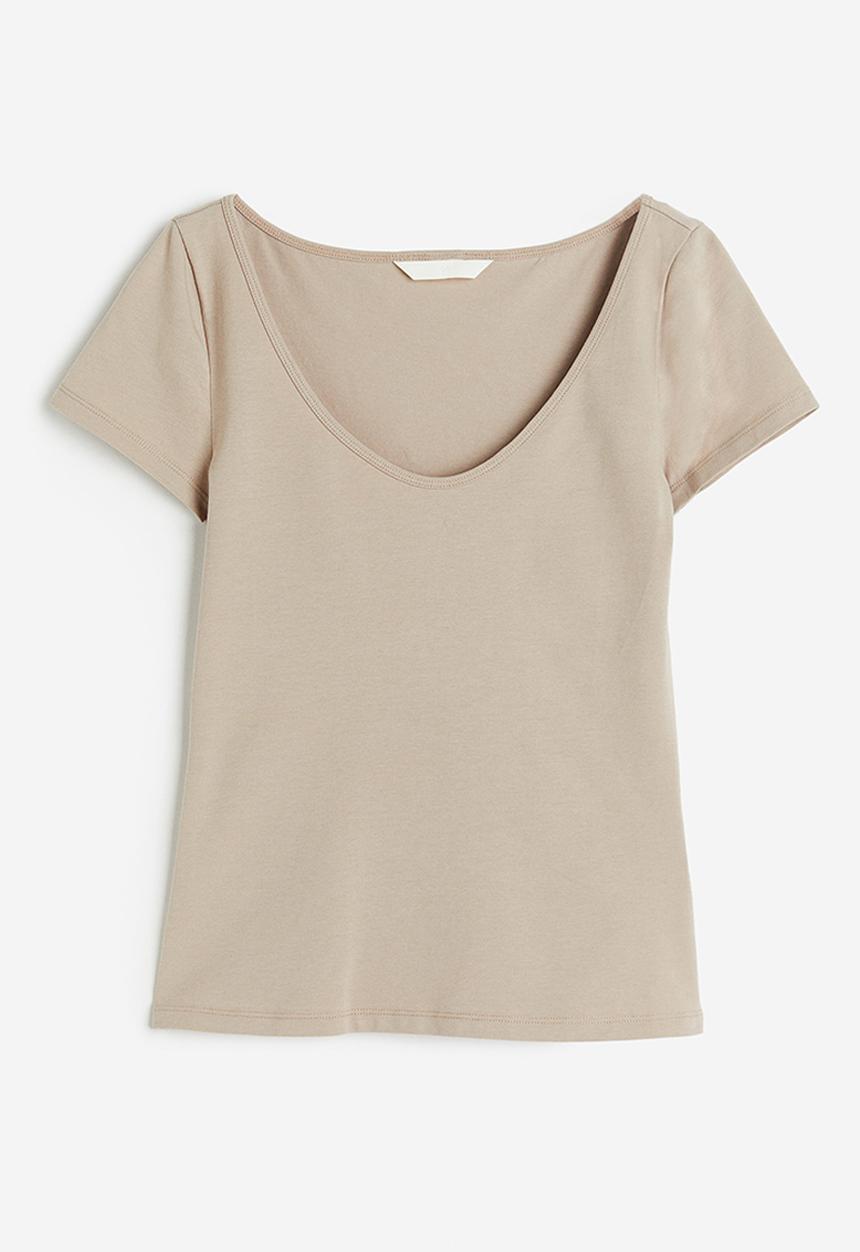 H&M - Fitted T-shirt - beige