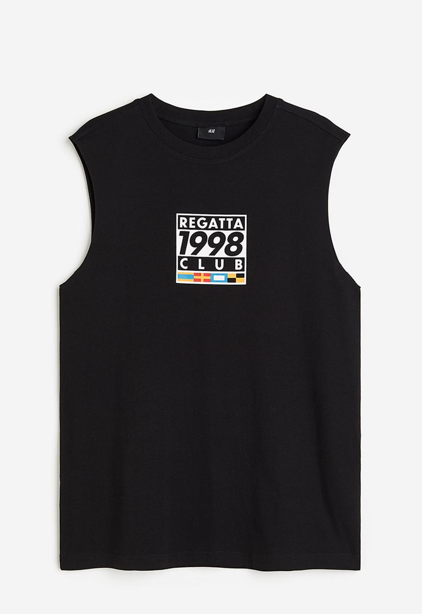H&M - Relaxed fit cotton sleeveless top - black