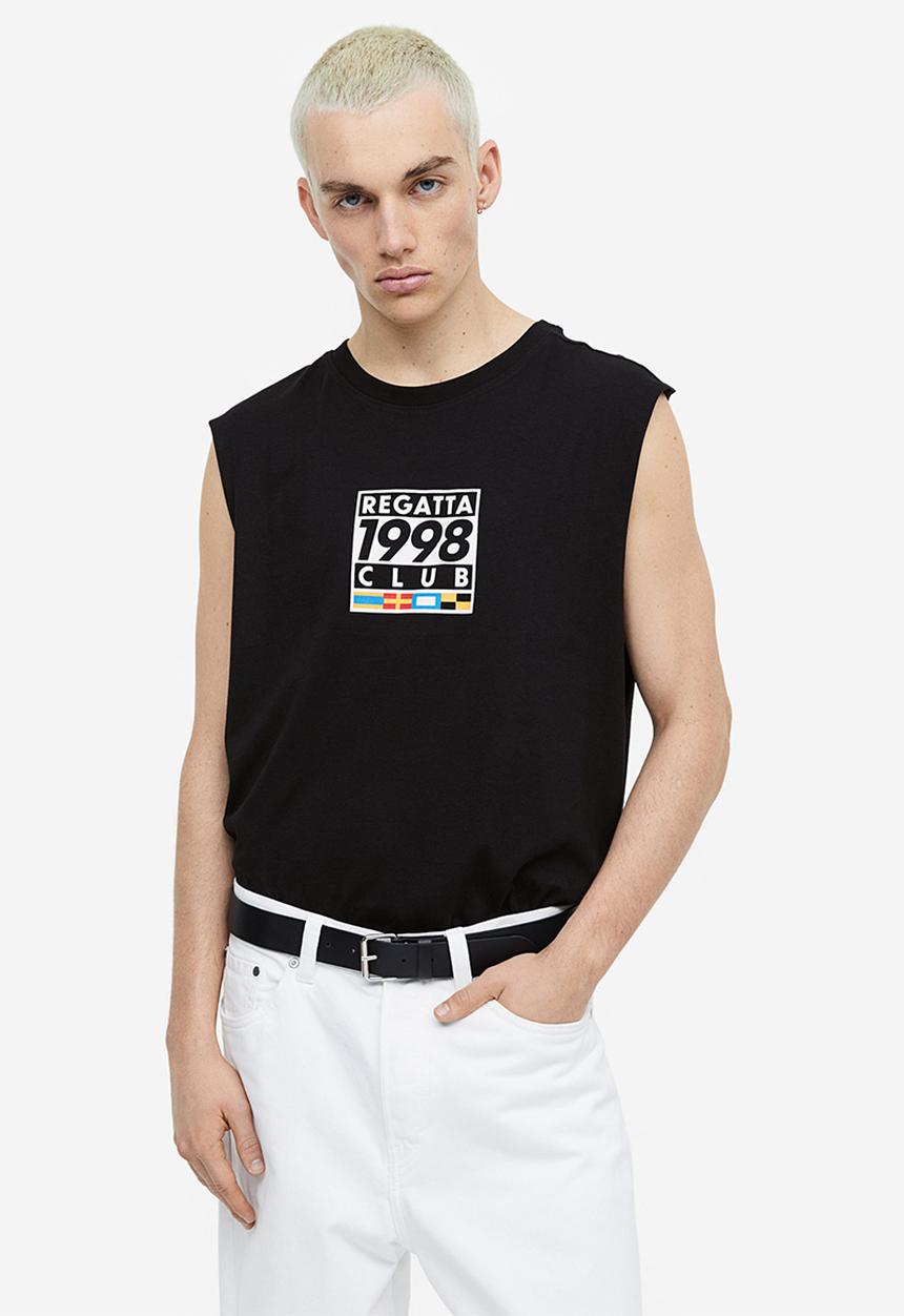 H&M - Relaxed fit cotton sleeveless top - black