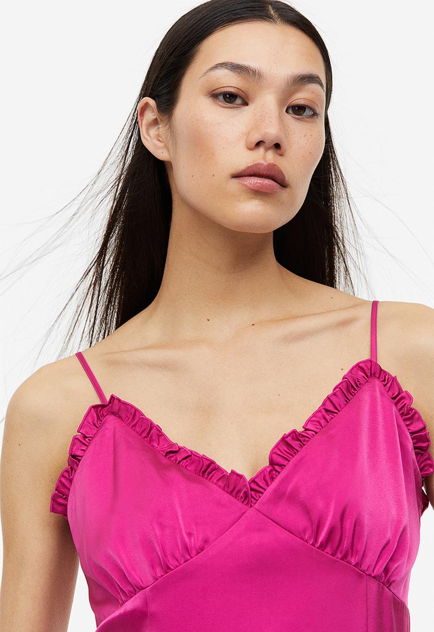 H&M - Frill-trimmed mini dress - fuchsia