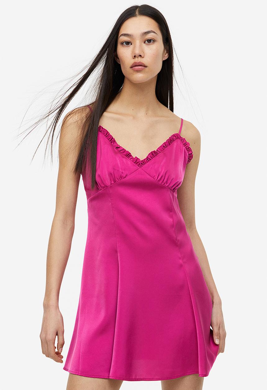 H&M - Frill-trimmed mini dress - fuchsia