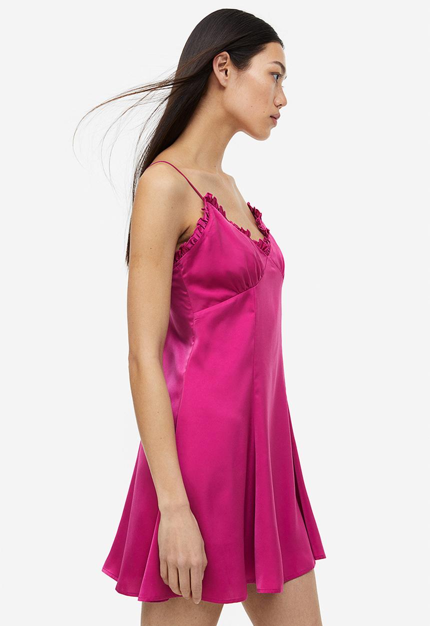 H&M - Frill-trimmed mini dress - fuchsia