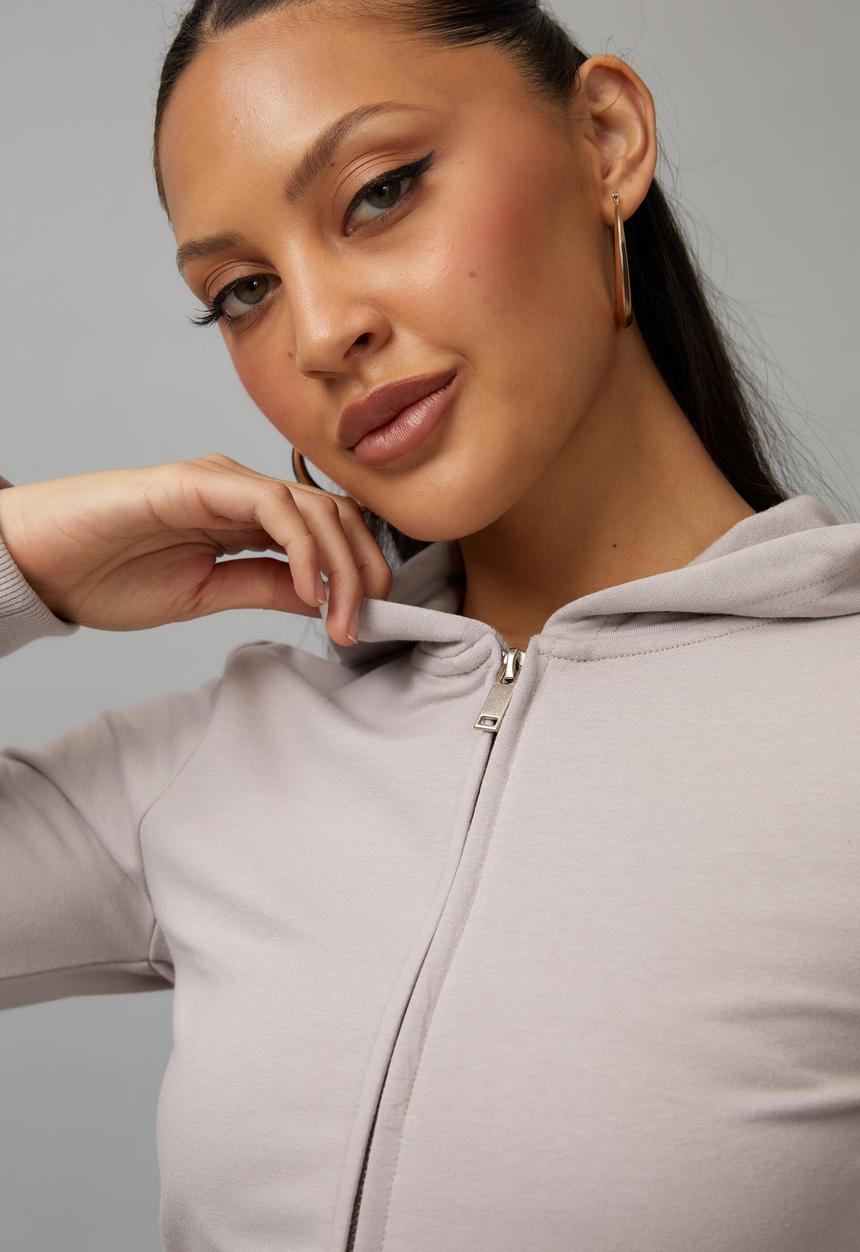 Factorie - Fitted zip through hoodie - soft neutral