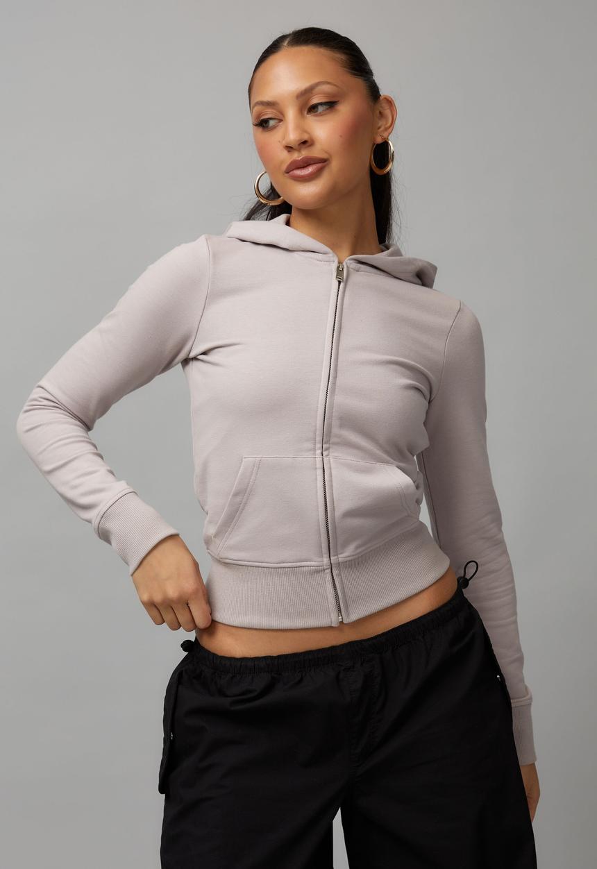Factorie - Fitted zip through hoodie - soft neutral