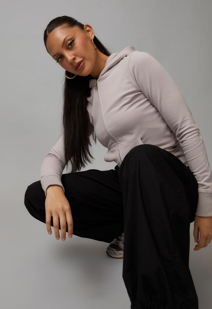 Factorie - Fitted zip through hoodie - soft neutral