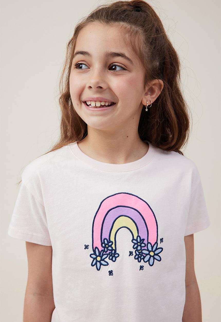 Cotton On - Poppy short sleeve print tee - crystal pink/rainbow daisies