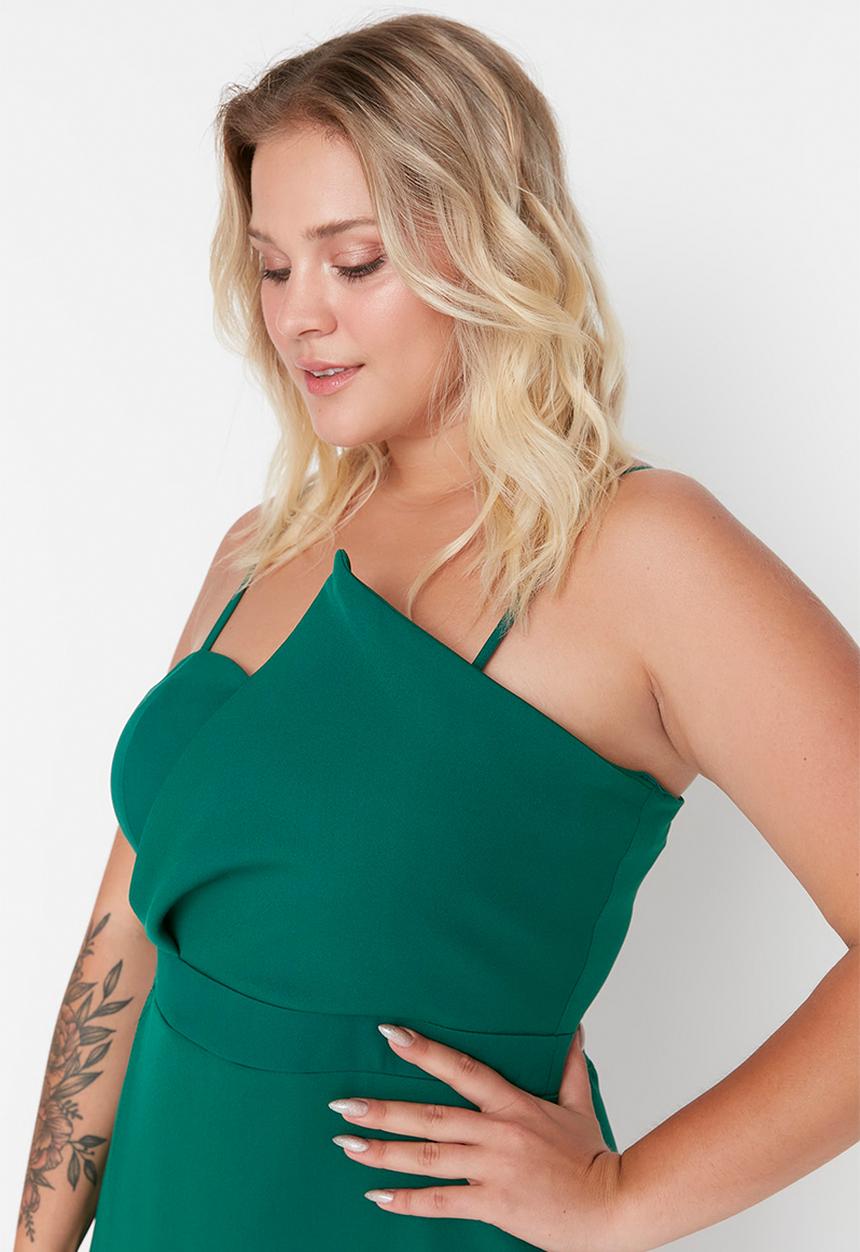 Trendyol - Curve strappy bodycon midi dress - green