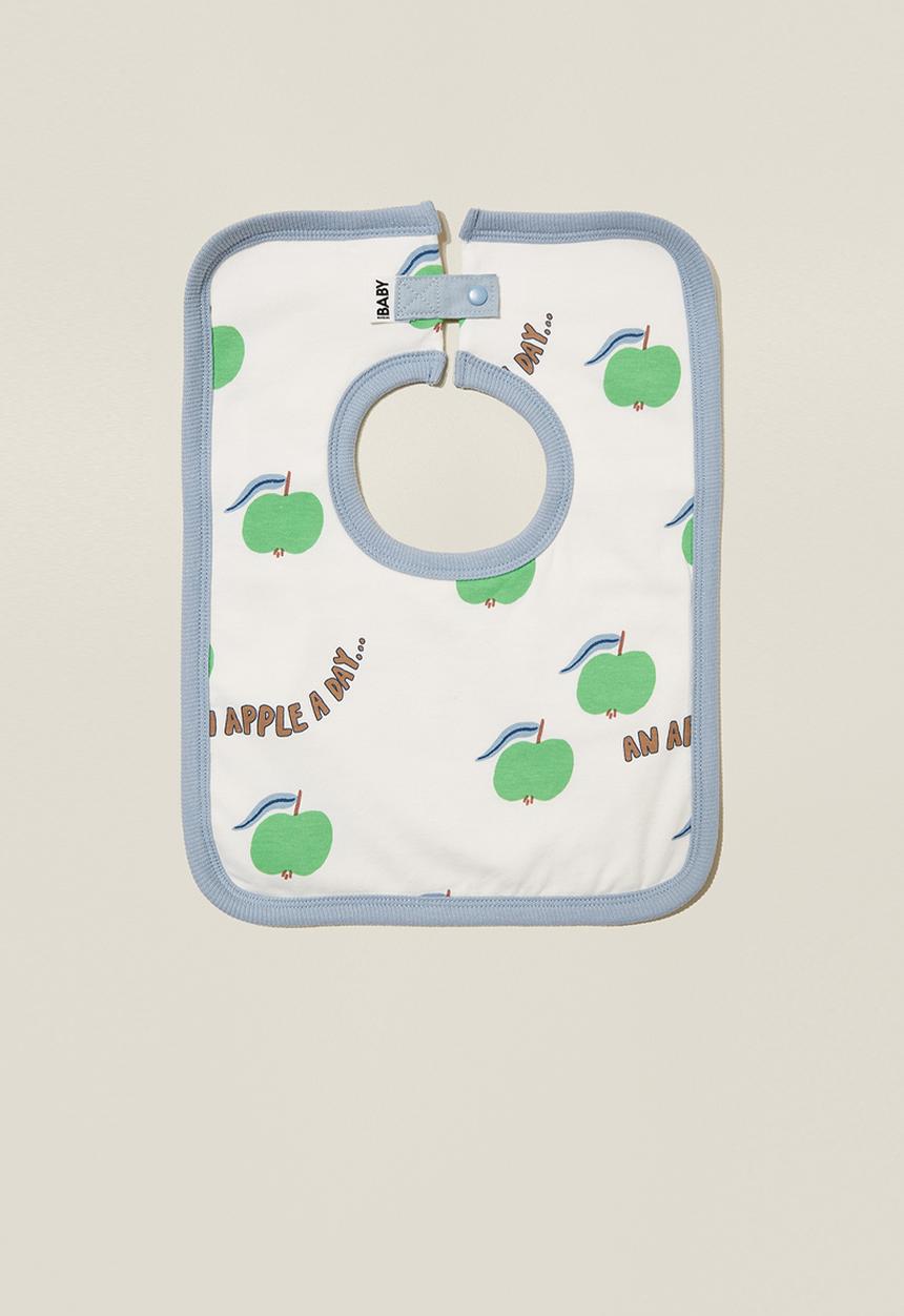 Cotton On - The square bib - vanilla/an apple a day