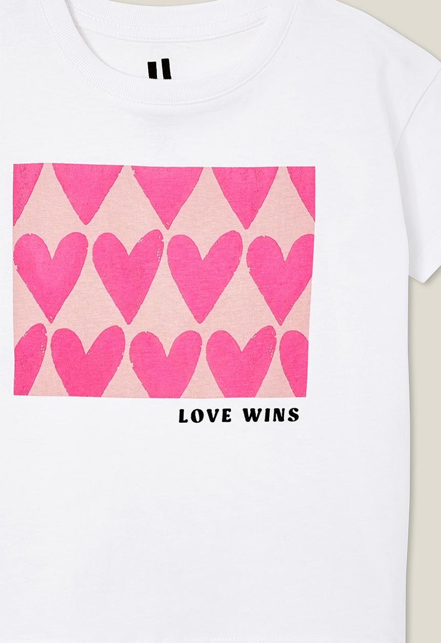 Cotton On - Poppy short sleeve print tee - white/love wins