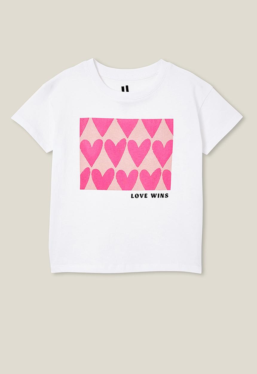 Cotton On - Poppy short sleeve print tee - white/love wins