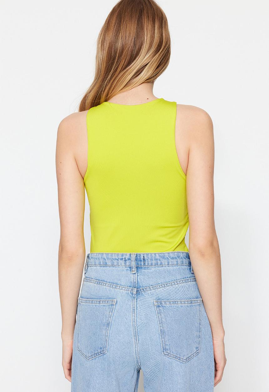 Trendyol - Slim fit high neck bodysuit - yellow
