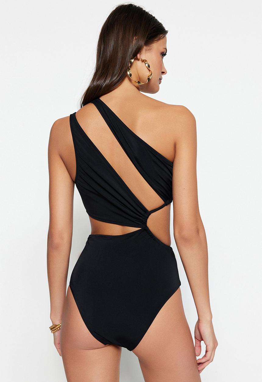 Trendyol - Cut out one shoulder one piece - black
