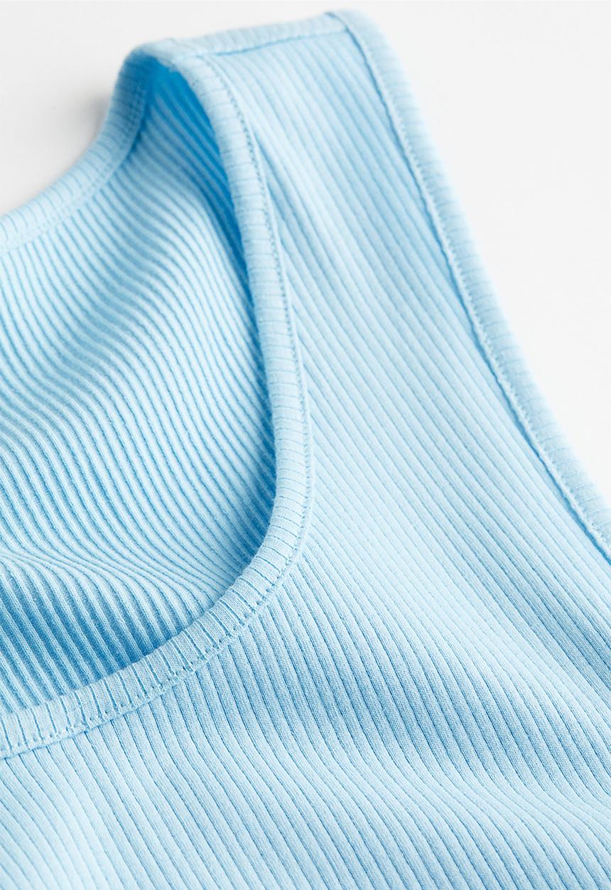 H&M - Ribbed cotton vest top - light blue