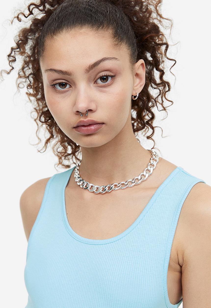 H&M - Ribbed cotton vest top - light blue