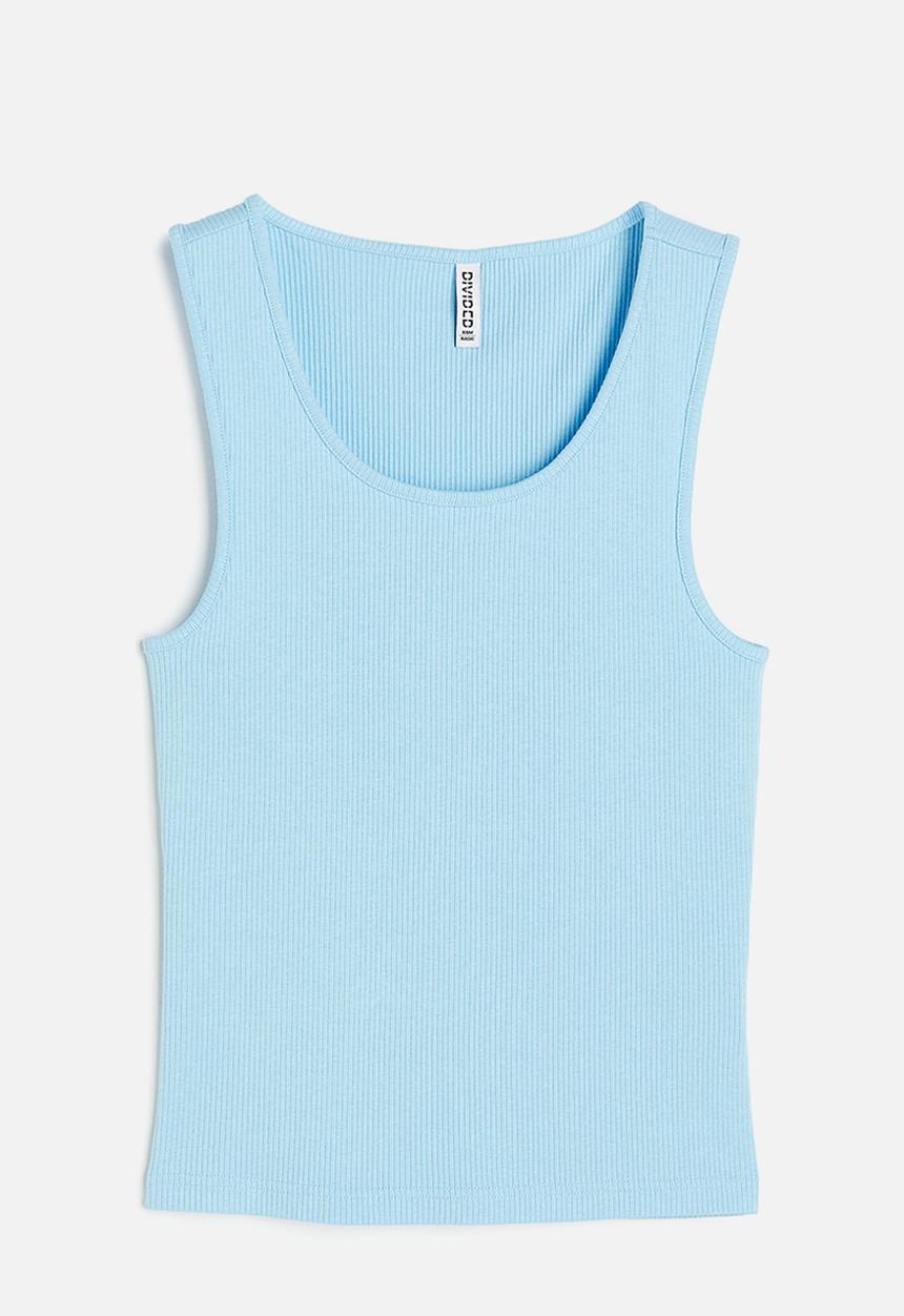 H&M - Ribbed cotton vest top - light blue