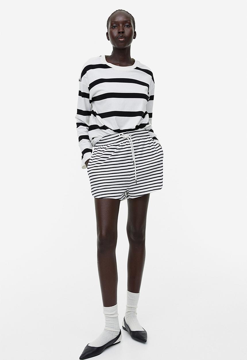 H&M - Sweatshirt shorts - white striped 