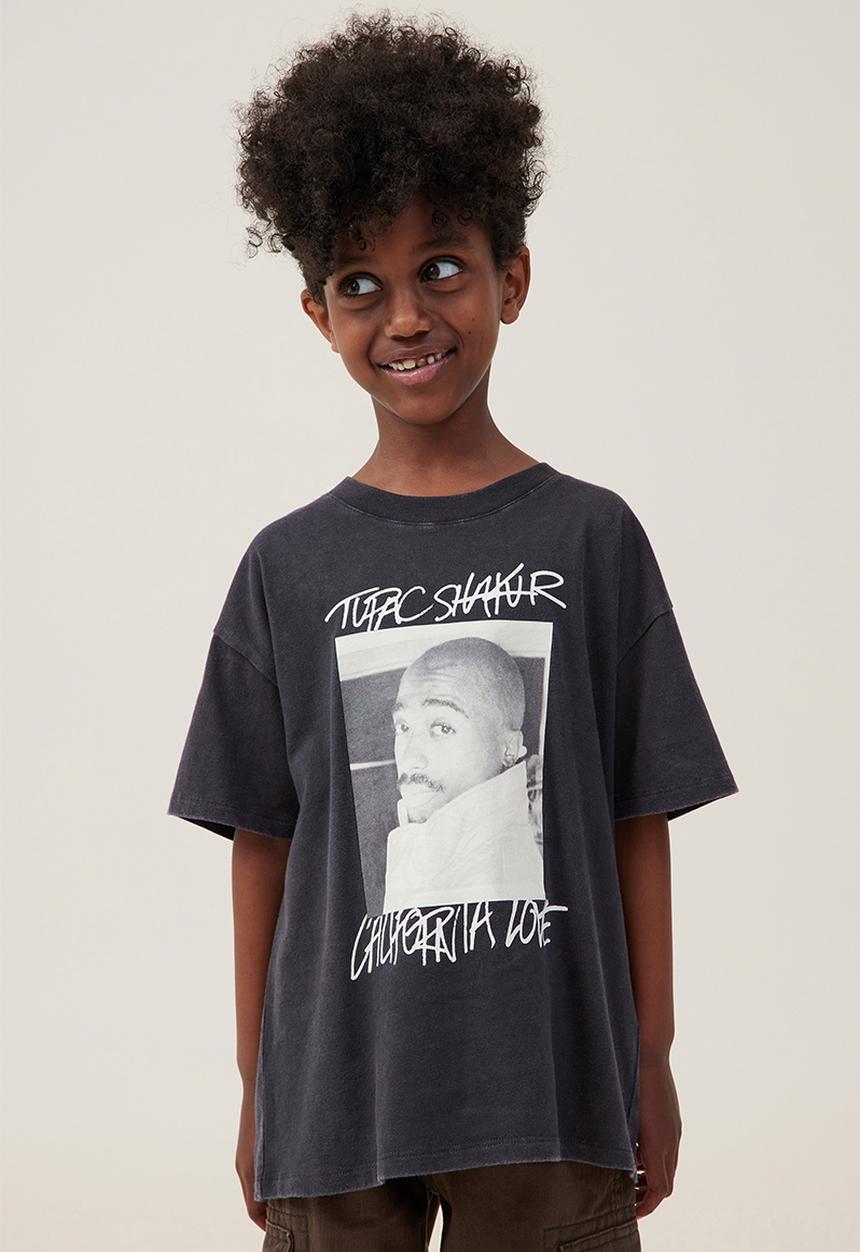 Cotton On - License drop shoulder short sleeve tee - lcn bra phantom/tupac face