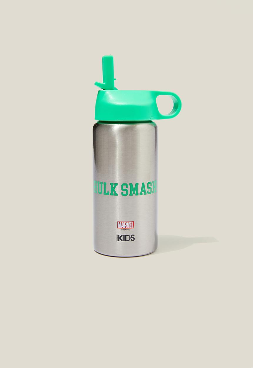 Cotton On - Kids metal drink bottle - lcn mar the hulk/fiji green
