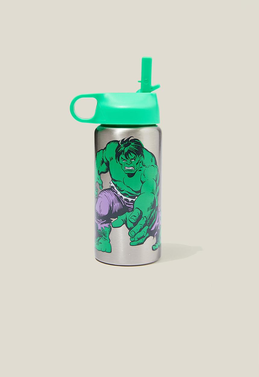 Cotton On - Kids metal drink bottle - lcn mar the hulk/fiji green