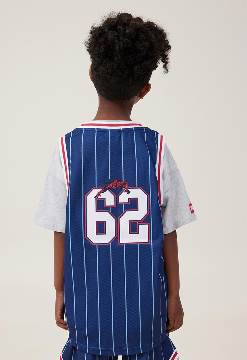Cotton On - License basketball tank - lcn mar in the navy stripe/spiderman