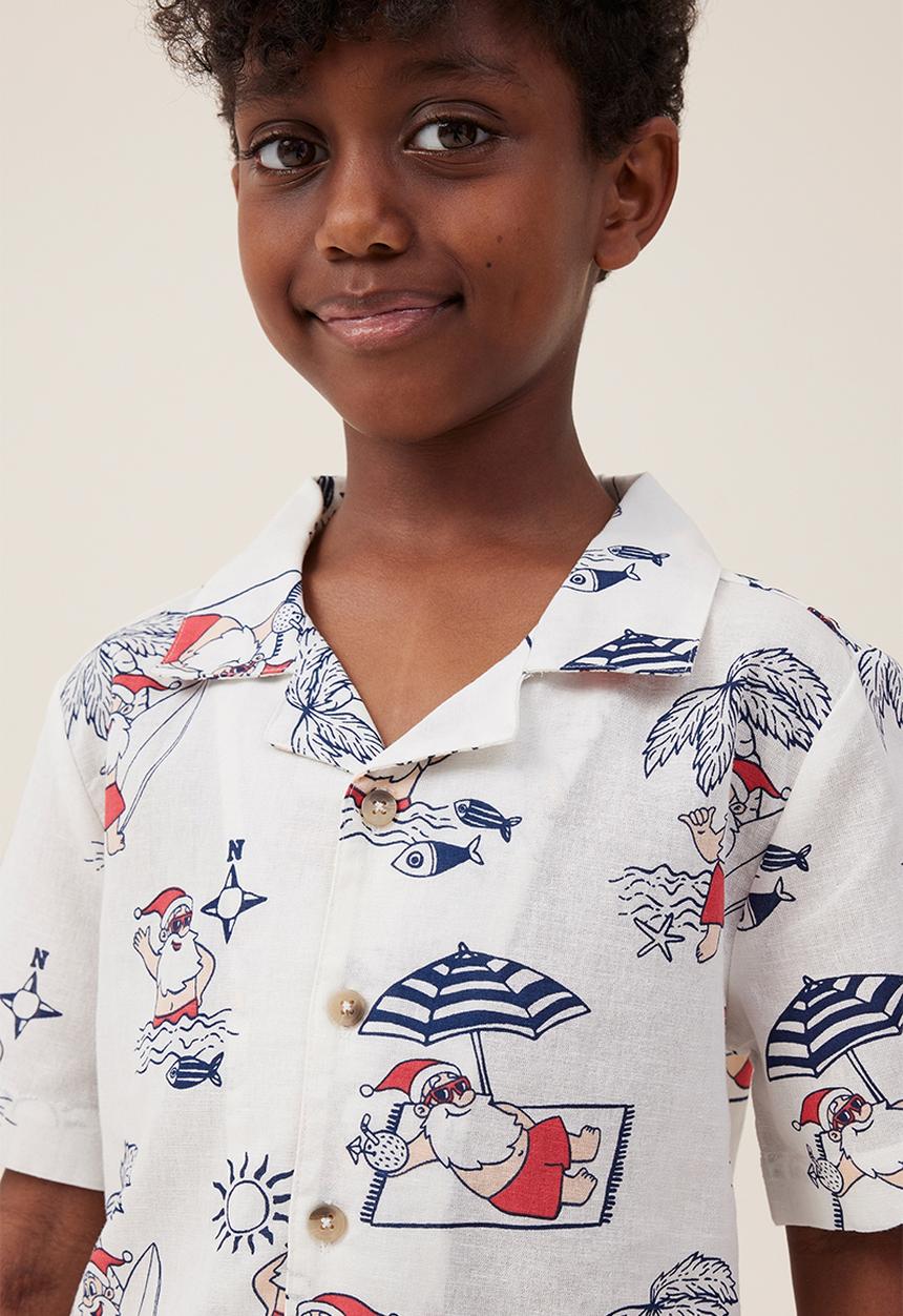Cotton On - Cabana short sleeve shirt - vanilla/in the navy christmas