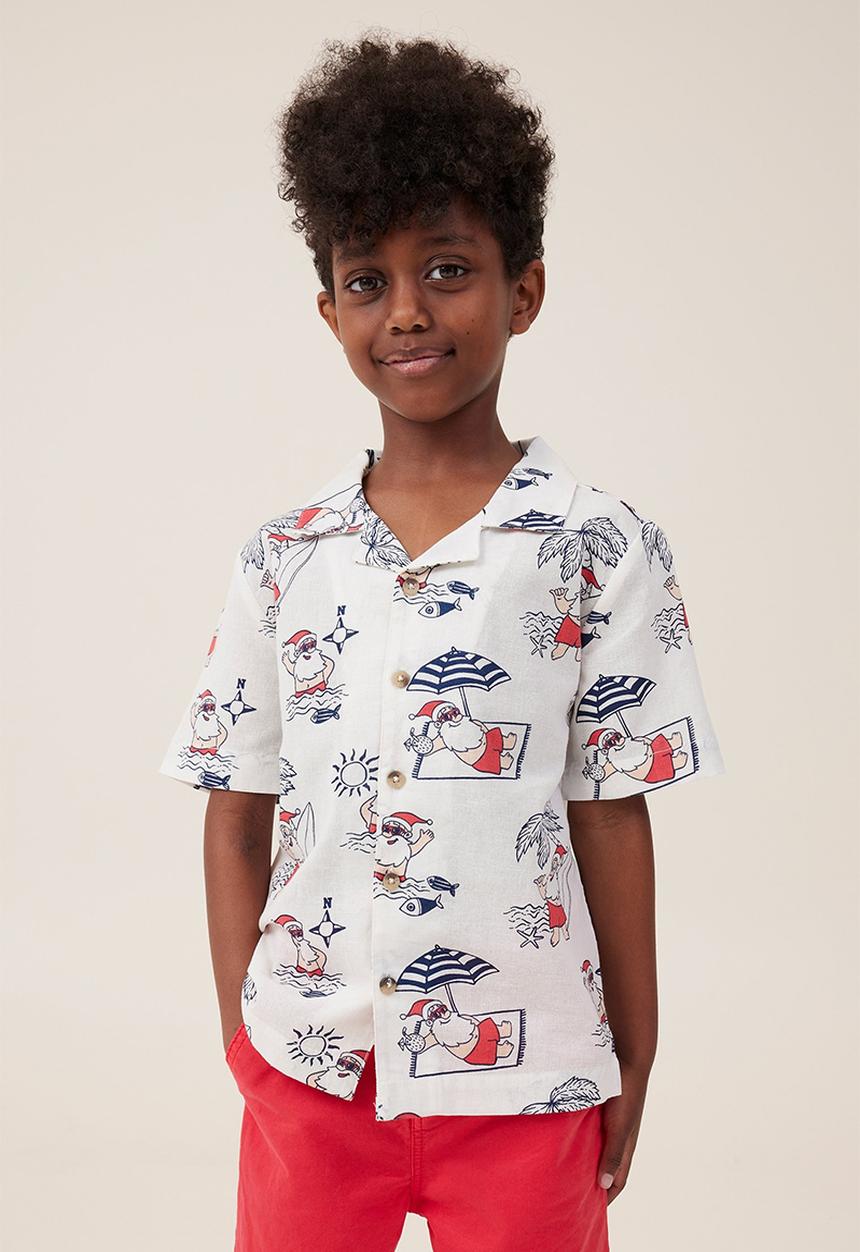 Cotton On - Cabana short sleeve shirt - vanilla/in the navy christmas