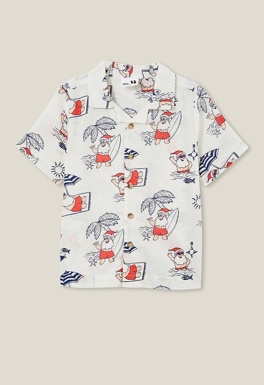 Cotton On - Cabana short sleeve shirt - vanilla/in the navy christmas