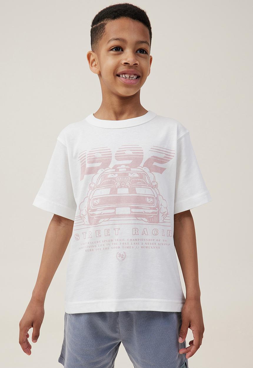 Cotton On - Jonny short sleeve print tee - vanilla/zephyr 1992 street racer