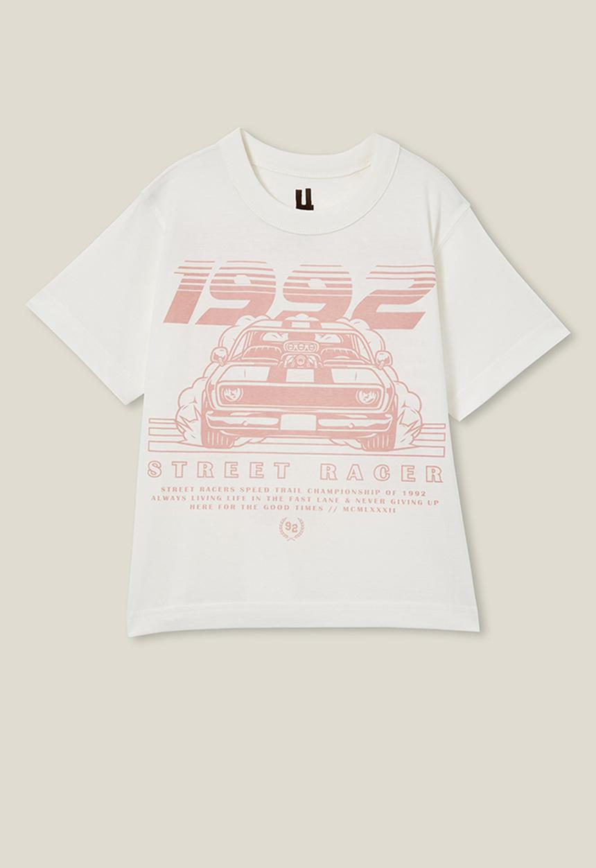 Cotton On - Jonny short sleeve print tee - vanilla/zephyr 1992 street racer