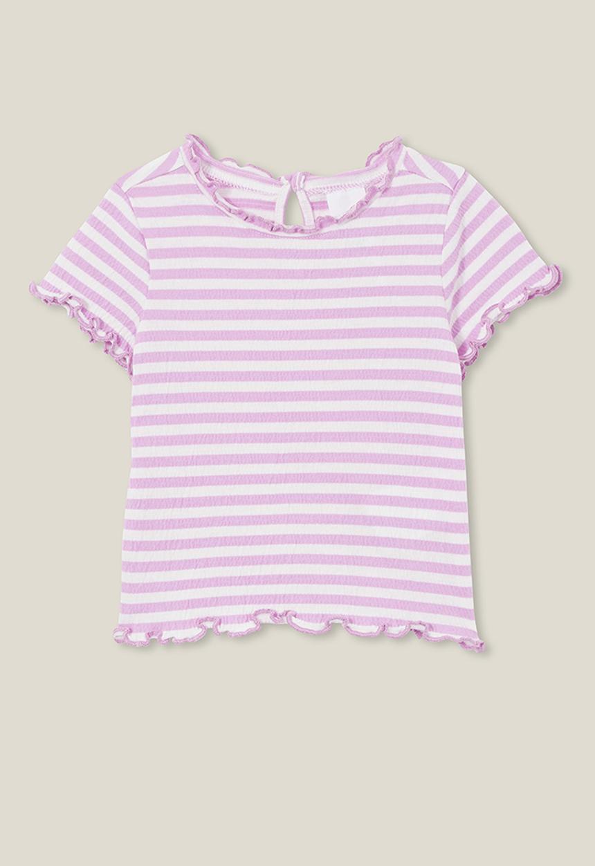 Cotton On - Elsie tee - vanilla/lavender dreams rio stripe