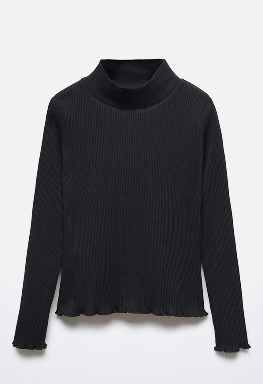 MANGO - T-shirt turborib - black