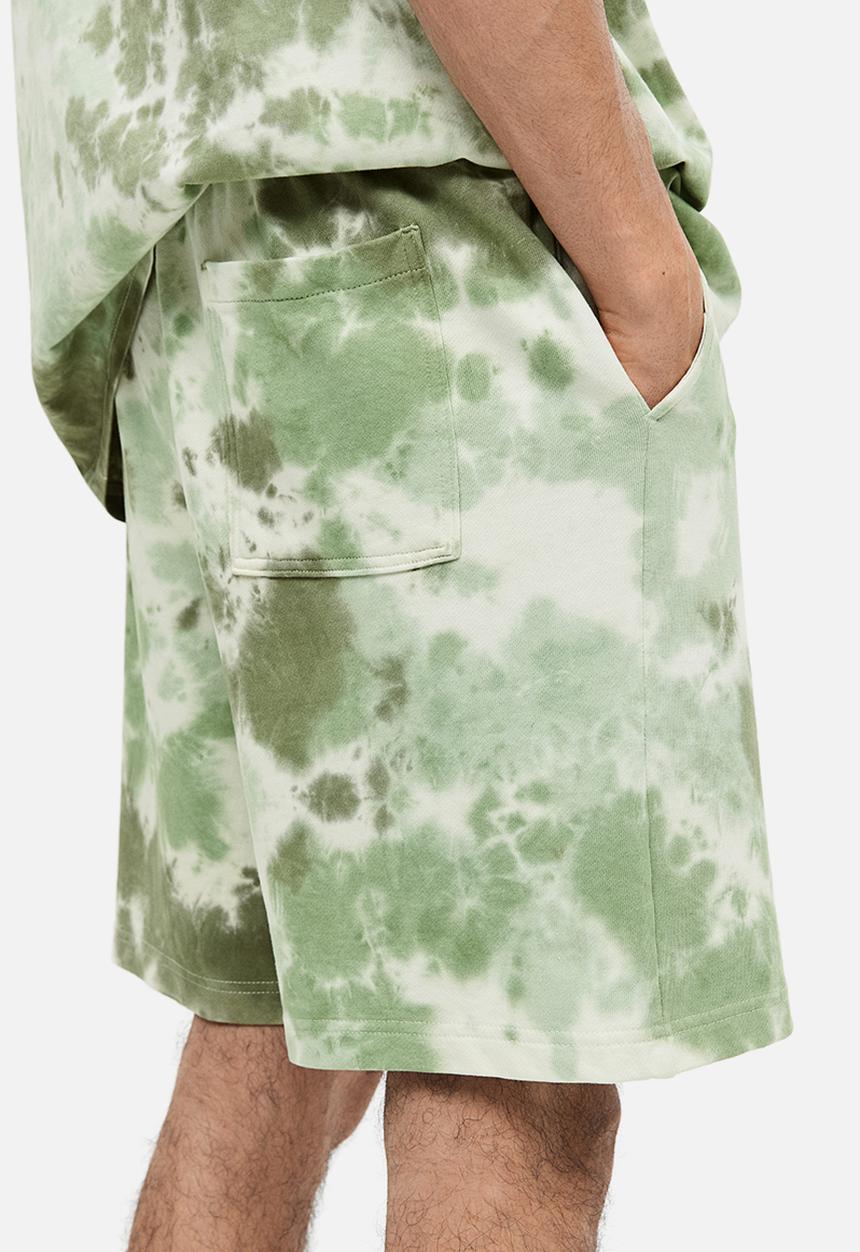 H&M - Relaxed fit printed sweatshorts - khaki green tie dye