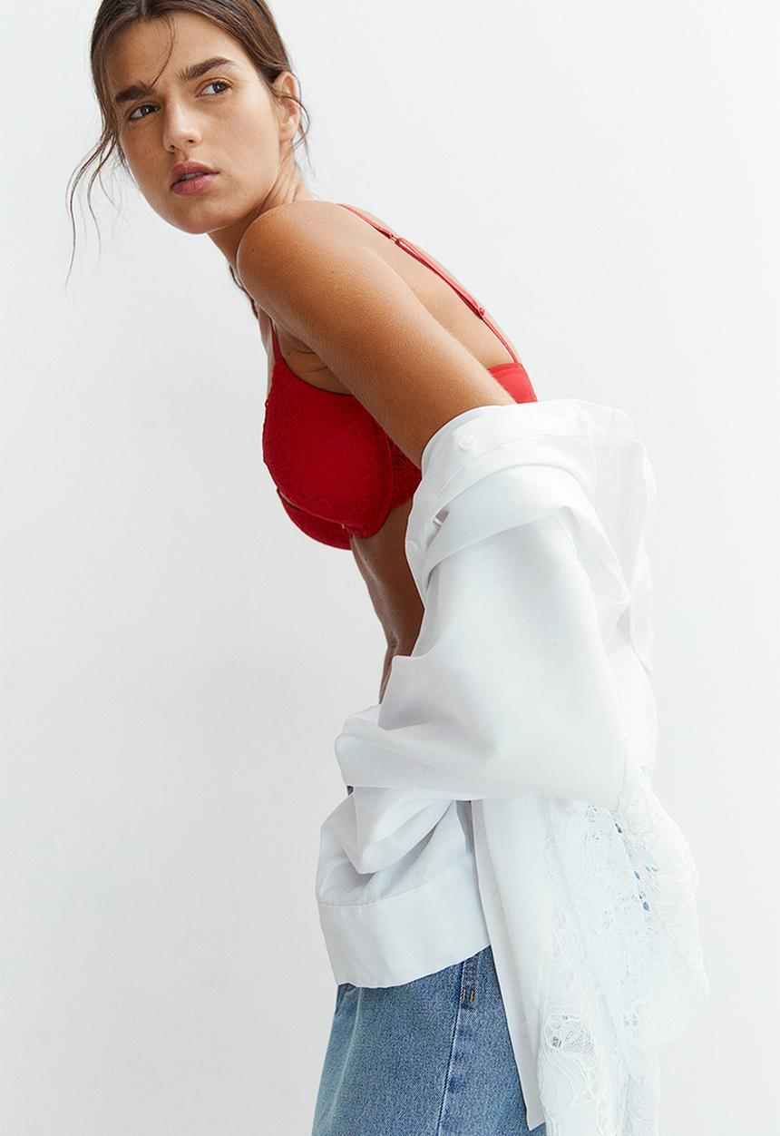 H&M - Lace push-up bra - red