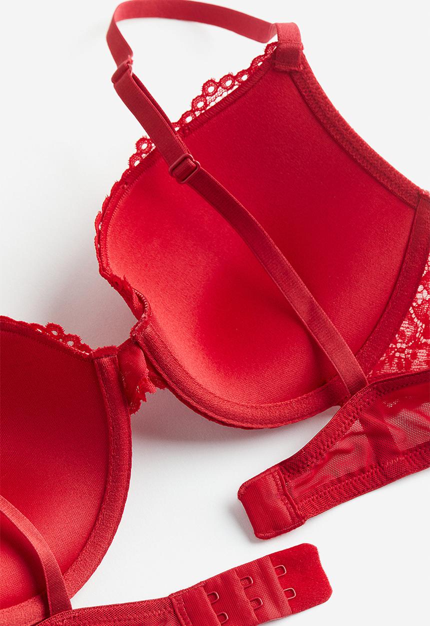 H&M - Lace push-up bra - red