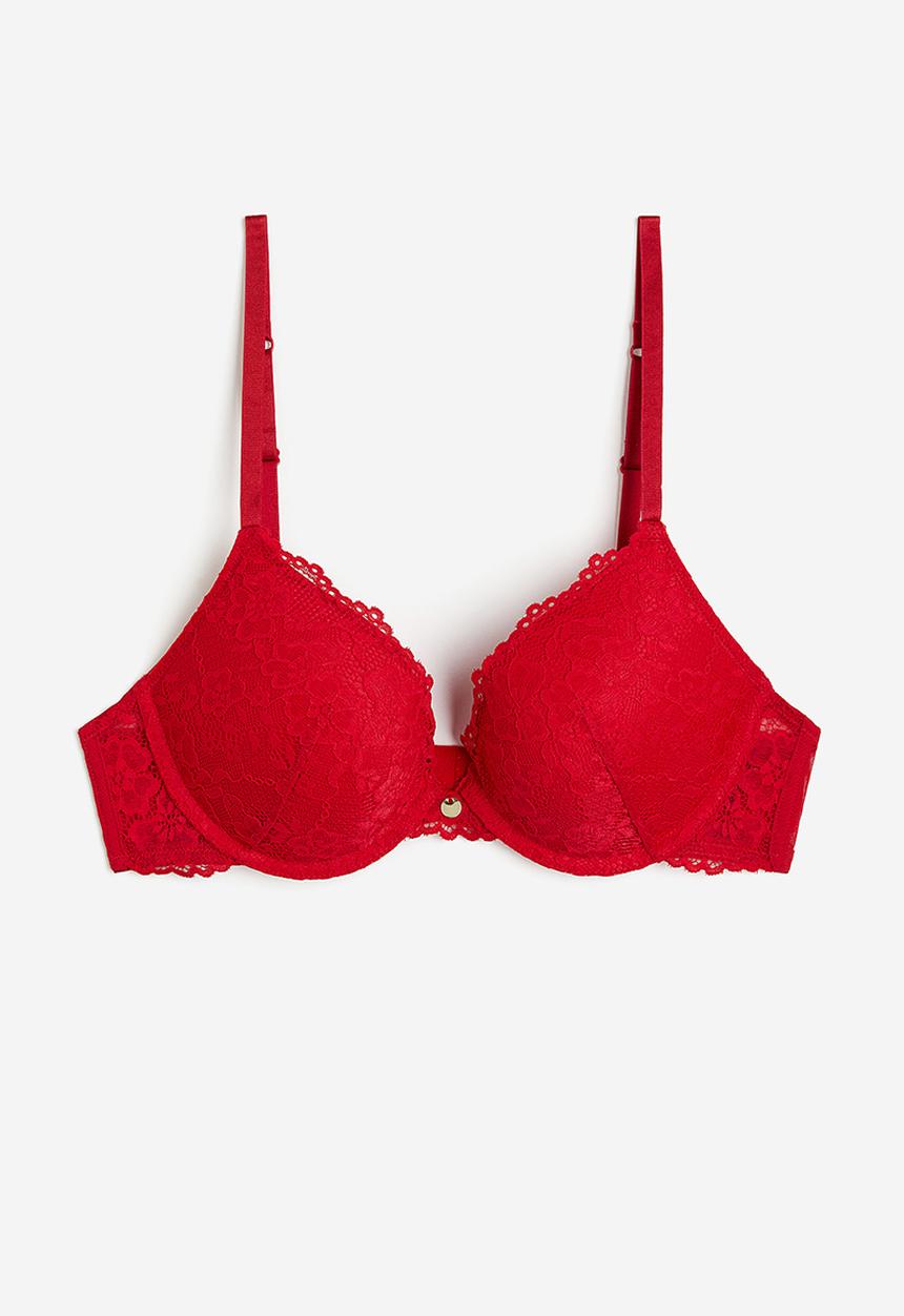 H&M - Lace push-up bra - red