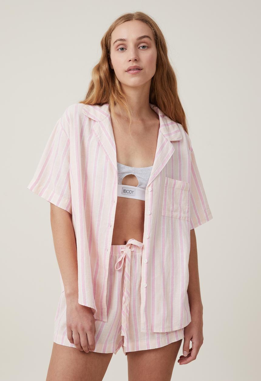 Cotton On - Body woven sleep set - sadie stripe peach