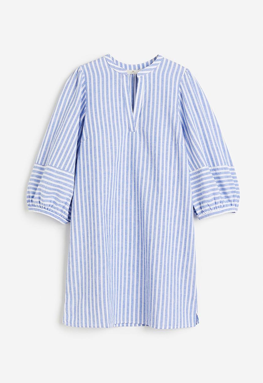 H&M - Linen-blend tunic dress - blue