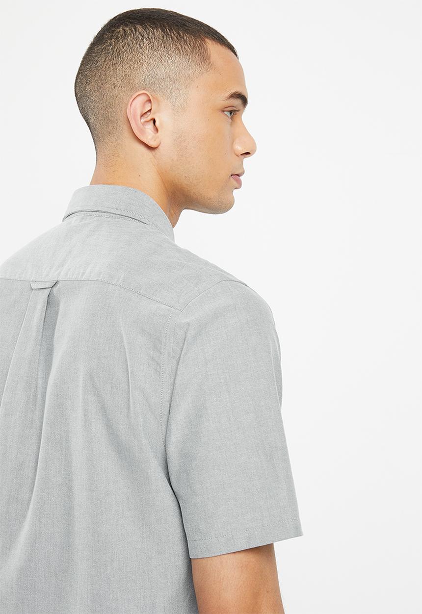 Pringle of Scotland - Phillip short sleeve oxford classic shirt - light grey