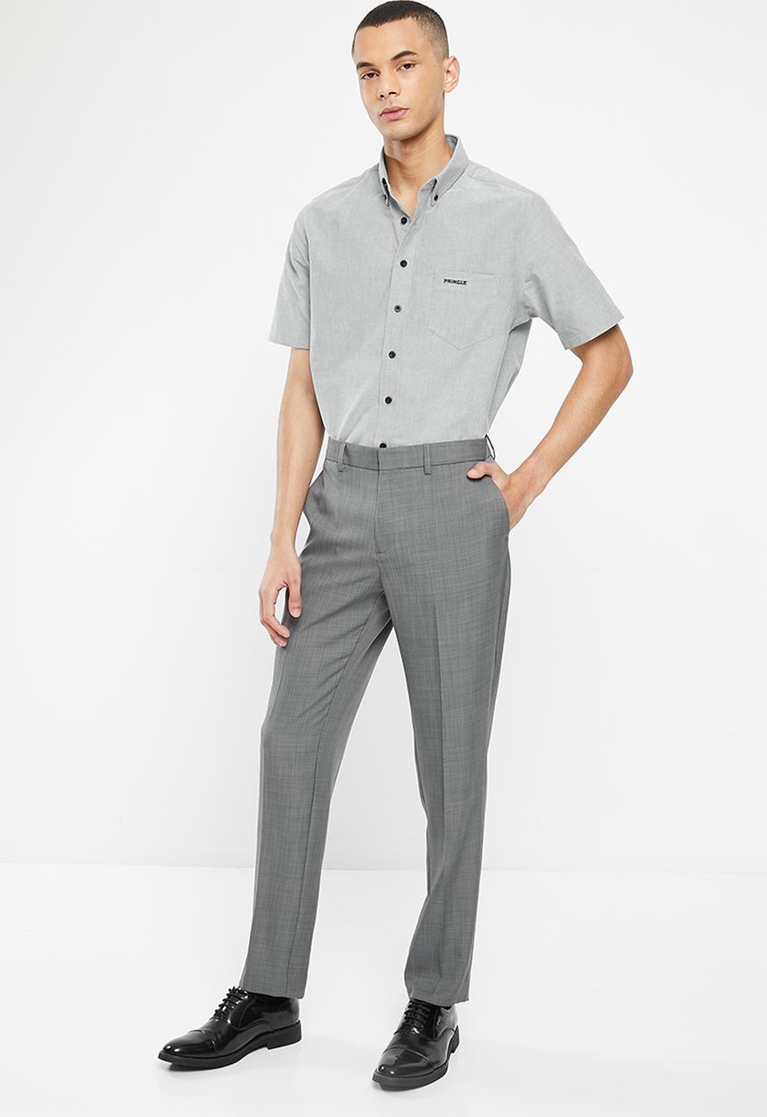 Pringle of Scotland - Phillip short sleeve oxford classic shirt - light grey