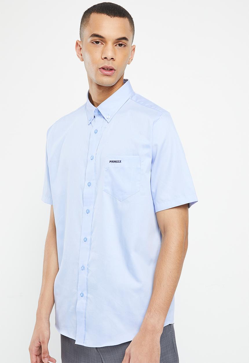Pringle of Scotland - Ethan short sleeve classic shirt - mid blue
