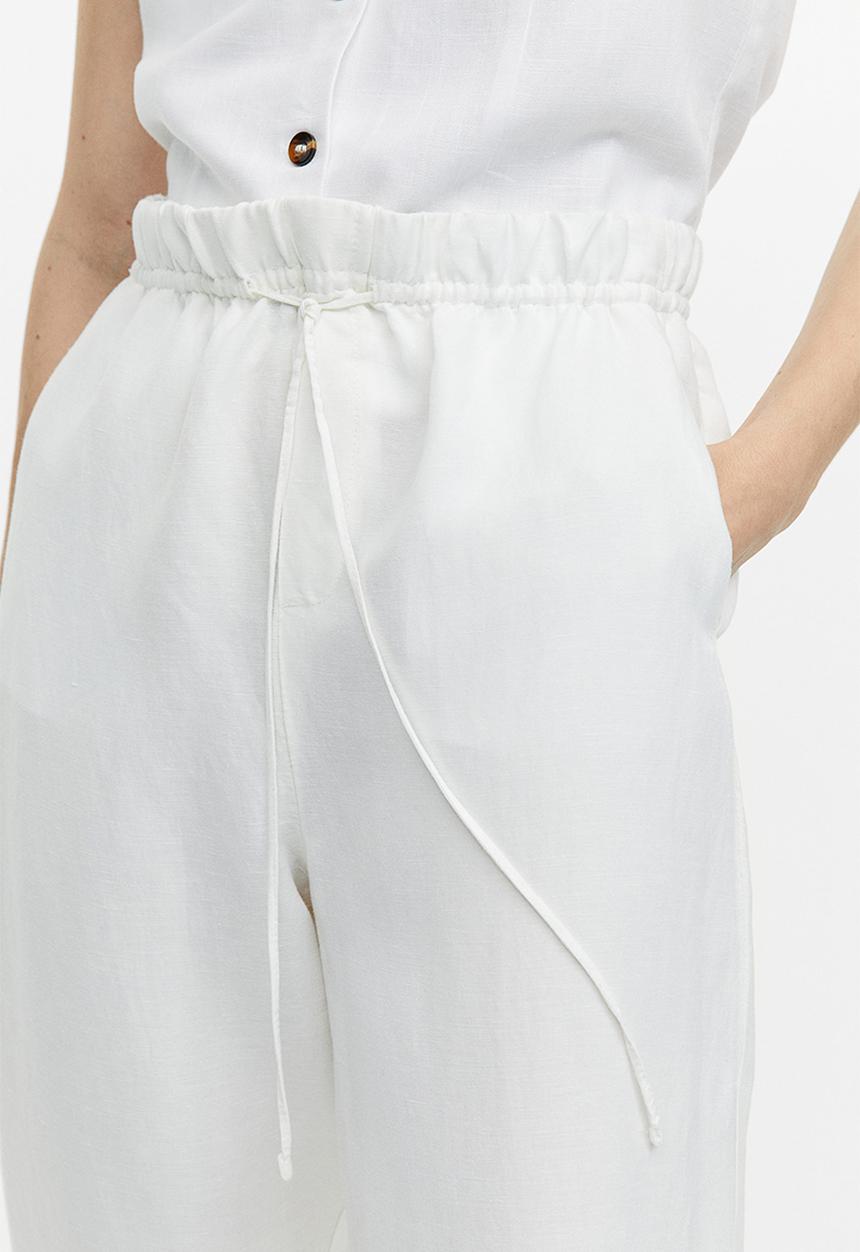 H&M - Linen-blend tapered trousers - white